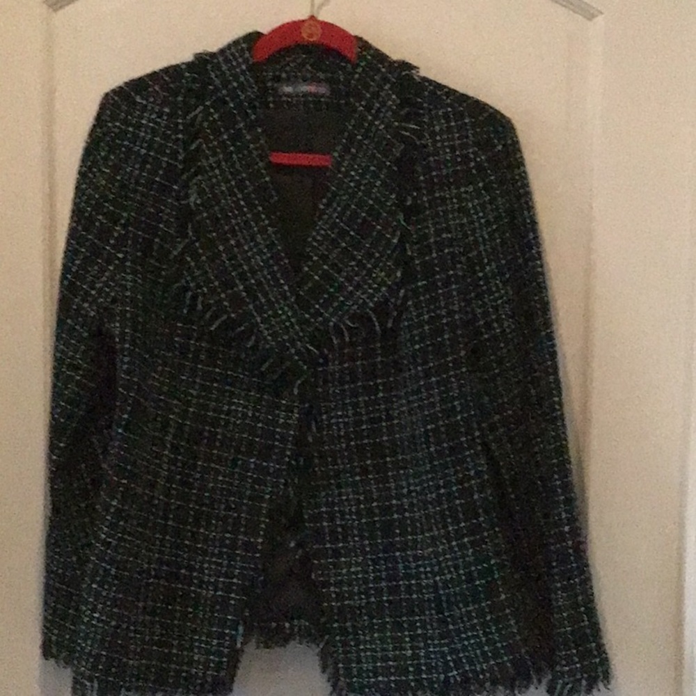 2 button fringe trim blazer